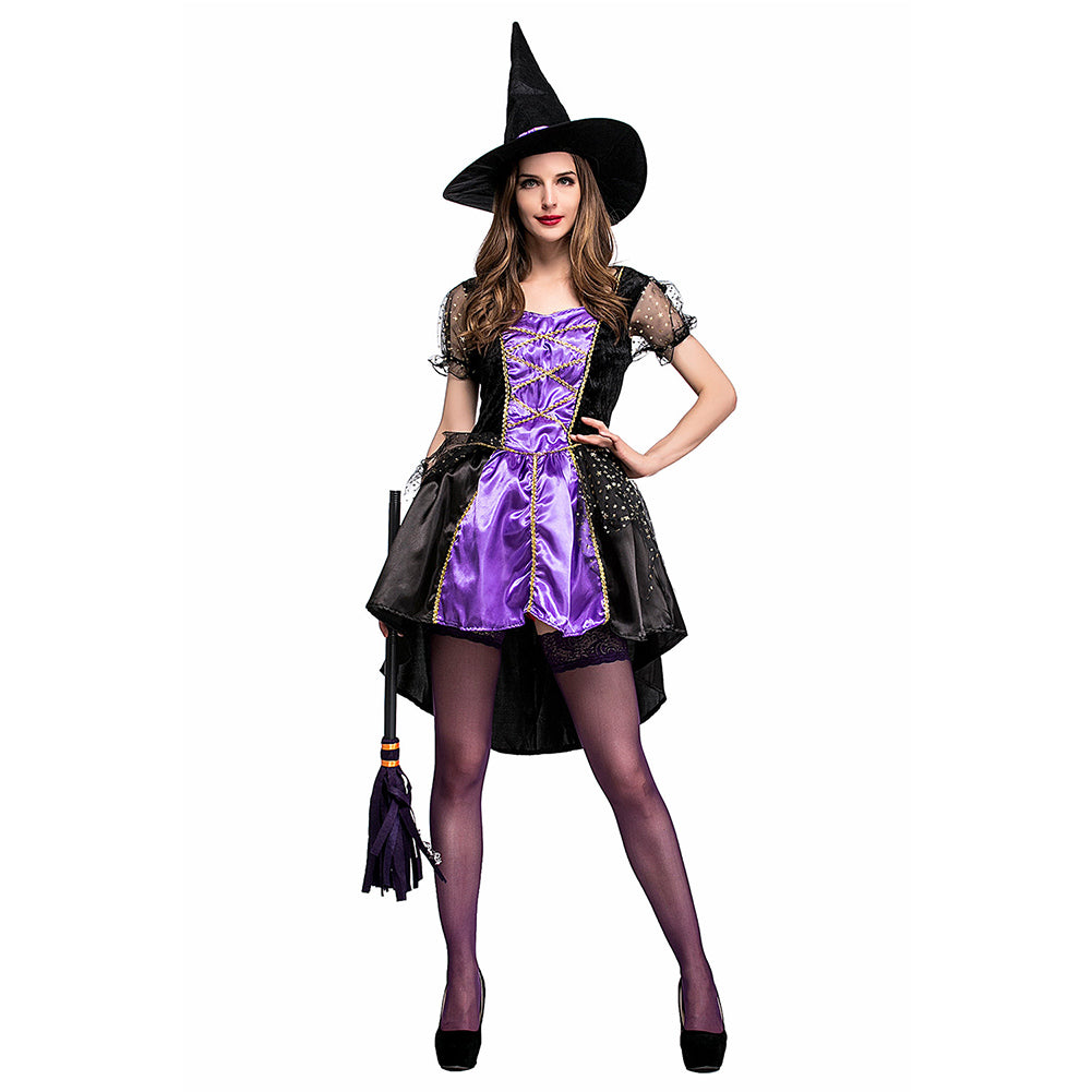 Déguisement Adulte Femme Sorcière Violet Costume Halloween