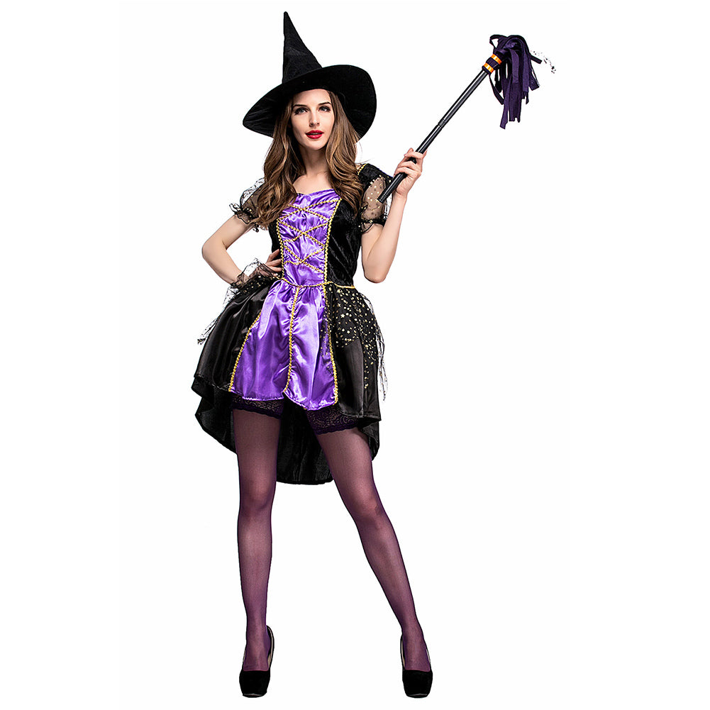 Déguisement Adulte Femme Sorcière Violet Costume Halloween