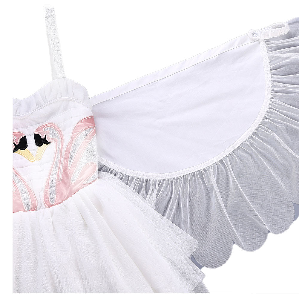Déguisement Enfant Fille Cygne Blanc Robe Avec Ailes Angéliques Costume Carnaval