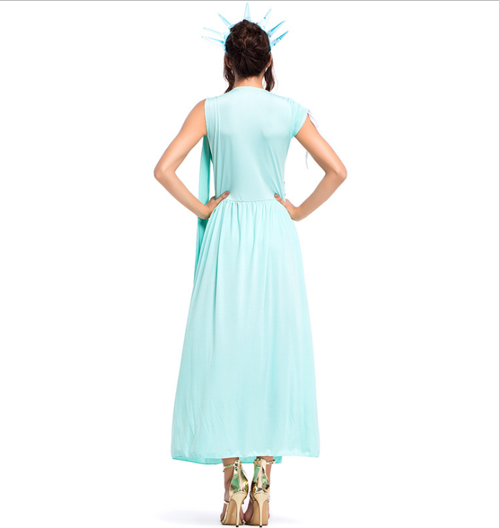 Déguisement Femme Déesse Libertas Robe Antique Costume Carnaval