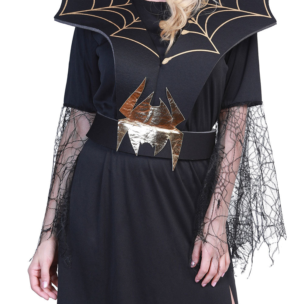Déguisement Femme Sorcière Robe Noire Halloween Costume