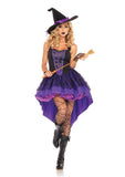 Déguisement Femme Sorcière Robe Pourpre Carnaval Halloween Costume
