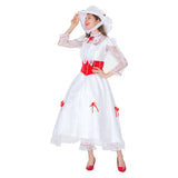 Mary Poppins Femmes Robe Blanche de Princesse Cosplay Costume