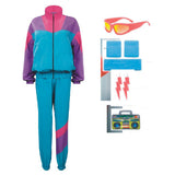 Déguisement 80s 90s Ensemble Vintage Violet et Bleu Costume