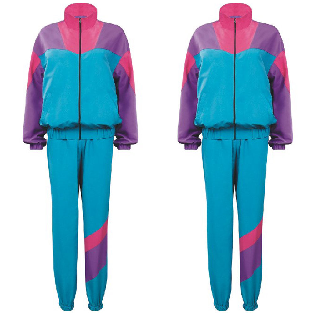 Déguisement 80s 90s Ensemble Vintage Violet et Bleu Costume