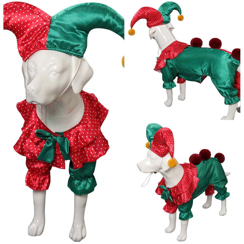 Déguisement Animal Joker Clown Coloré Pour Chien Costume d'Halloween Carnaval