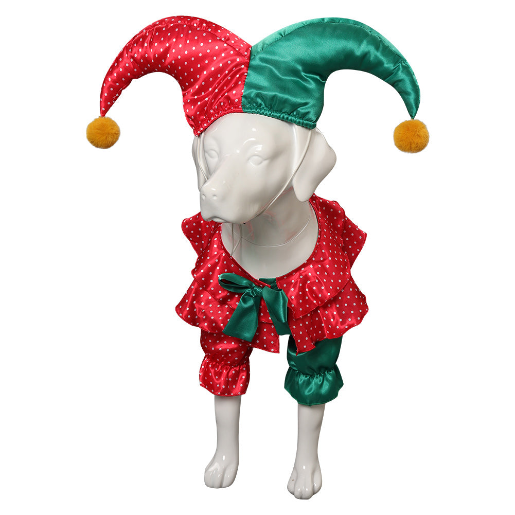 Déguisement Animal Joker Clown Coloré Pour Chien Costume d'Halloween Carnaval