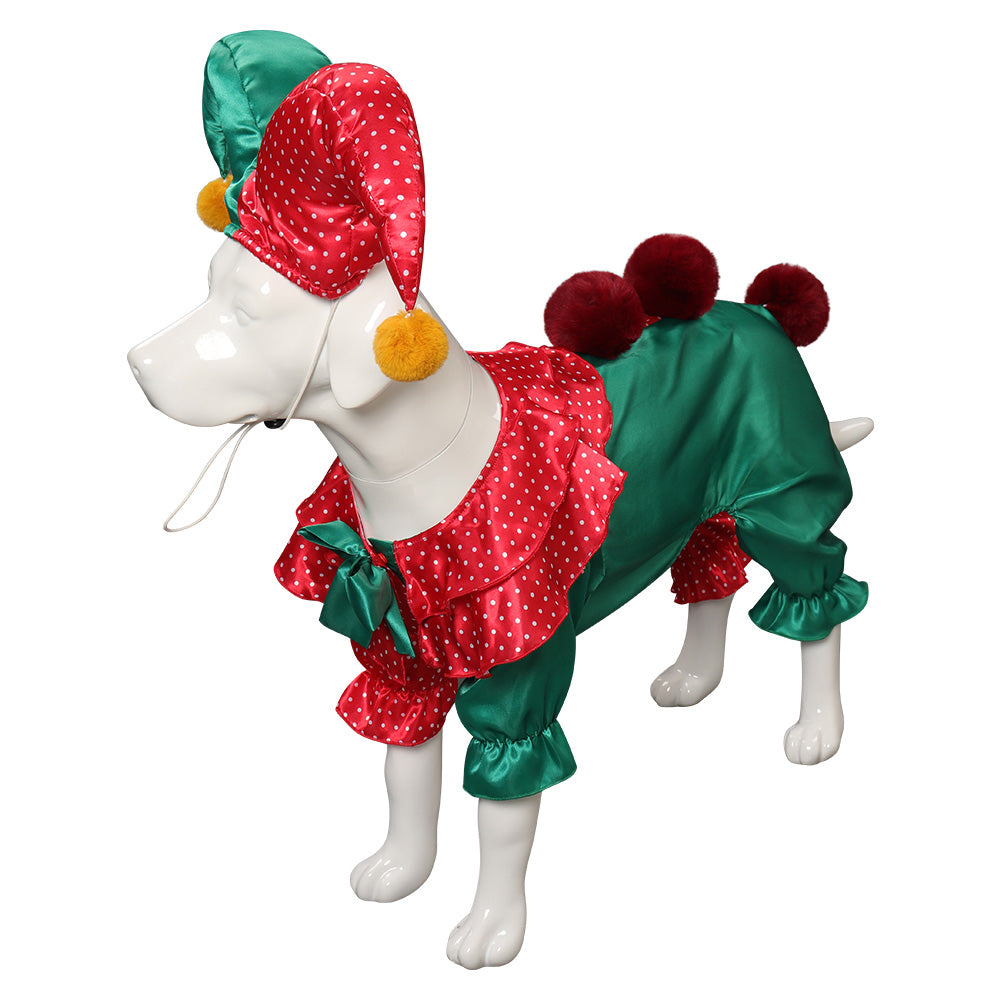 Déguisement Animal Joker Clown Coloré Pour Chien Costume d'Halloween Carnaval
