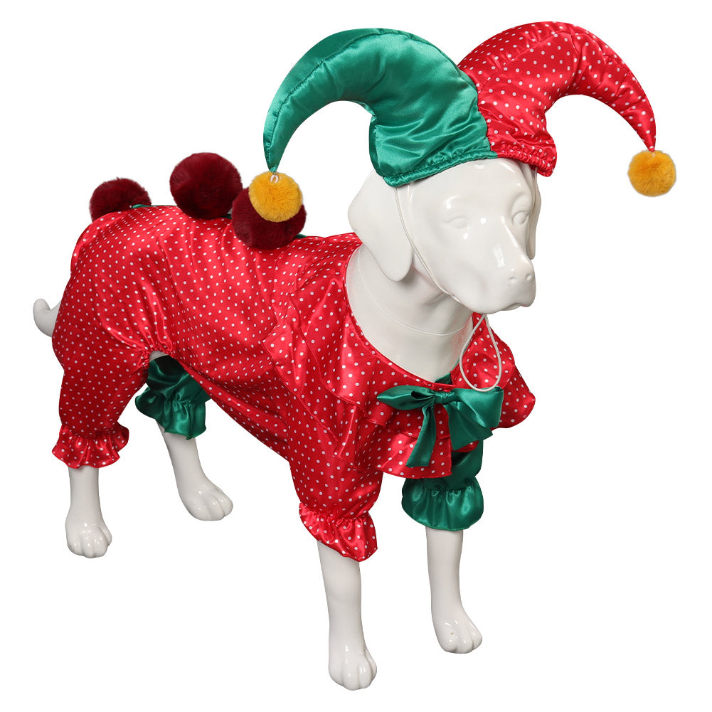 Déguisement Animal Joker Clown Coloré Pour Chien Costume d'Halloween Carnaval