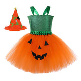 Déguisement Enfant Citrouille Pumpkin TuTu Robe Costume d'Halloween 