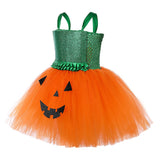 Déguisement Enfant Citrouille Pumpkin TuTu Robe Costume d'Halloween 