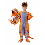 Déguisement Enfant Dilophosaurus Dinosaure Combinaison Orange Costume