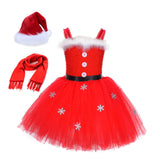 Déguisement Enfant Fille TuTu Robe Rouge+Chapeau+Echarpe d'Noël