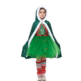 Déguisement Enfant Robe de Sapin de Noël+Cape+Chaussettes Costume d'Noël