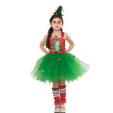 Déguisement Enfant Robe de Sapin de Noël+Cape+Chaussettes Costume d'Noël