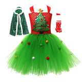 Déguisement Enfant Robe de Sapin de Noël+Cape+Chaussettes Costume d'Noël