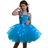 Déguisement Enfant Schtroumpf TuTu Robe Éclairage LED d'Halloween