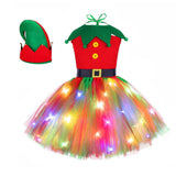Déguisement Enfant TuTu Robe Père Noël Costume de Noël LED