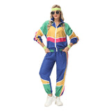 Déguisement Femme 1980s Disco Vintage Costume Rétro de Sport Halloween
