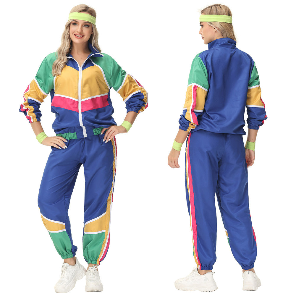 Costume Années 80 Disco Femme - Veste + Pantalon Jogging - Pour Halloween, Carnaval, Soirée à Thème - Taille S à XXL - 12