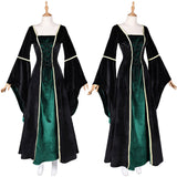 Déguisement Femme Médiéval Gothique Robe Verte Costume pour Halloween