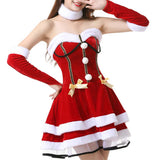 Déguisement Femme Robe en Peluche à une Epaule Costume d'Noël