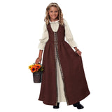 Déguisement Fille Robe Médiévale Brune Costume pour Halloween Carnaval