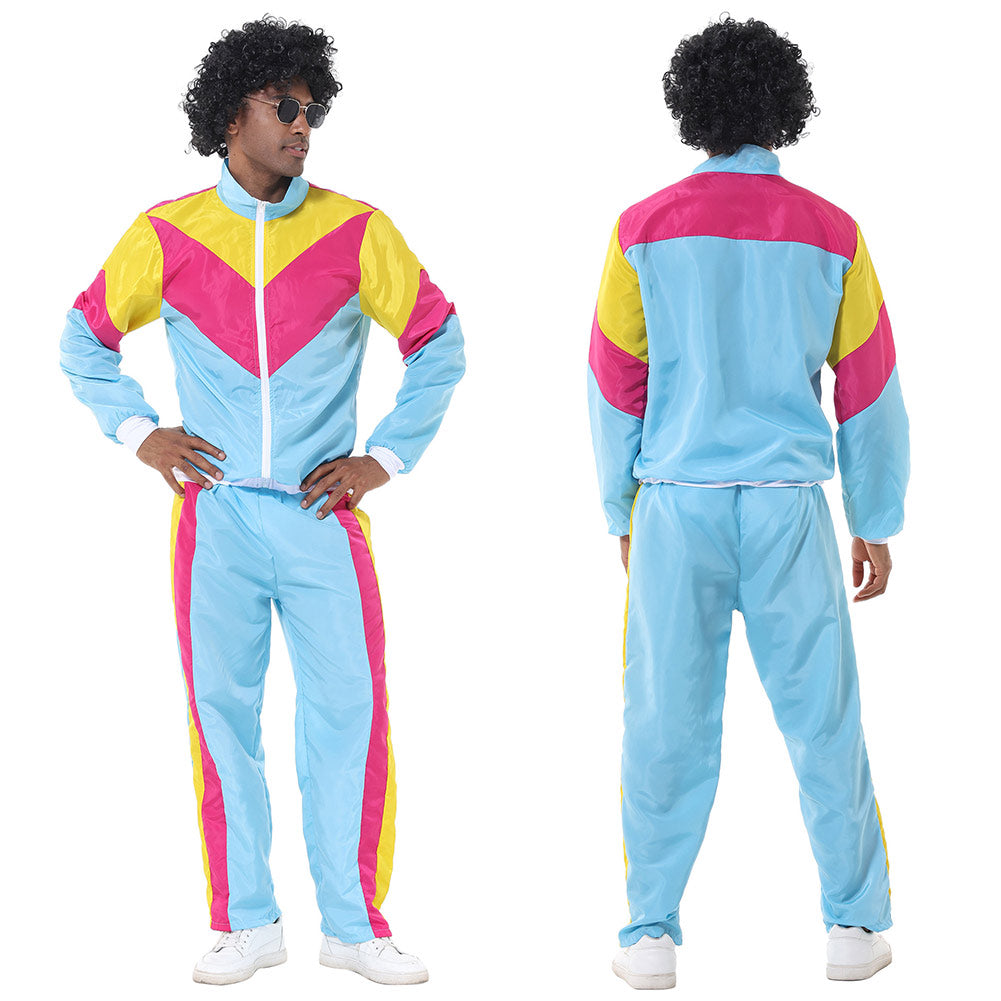 Costume Années 80 Décontracté - Survêtement Manches Courtes Rétro Disco, Unisexe, Pour Fête, Carnaval, Cosplay