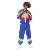Déguisement Homme 1980s Disco Vintage Costume Rétro de Sport Halloween