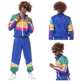Déguisement Homme 1980s Disco Vintage Costume Rétro de Sport Halloween