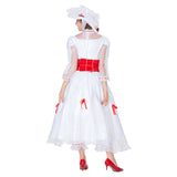 Mary Poppins Femmes Robe Blanche de Princesse Cosplay Costume